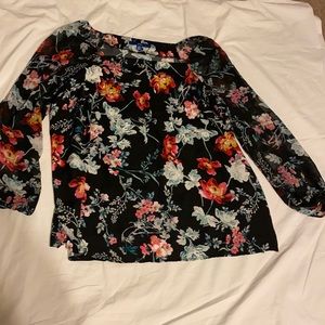 Black floral blouse